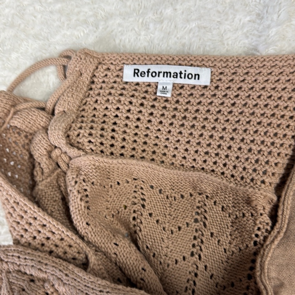 Reformation Junio open knit summer beach dress size medium - Picture 9 of 13